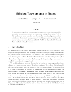 Efficient Tournaments in Teams