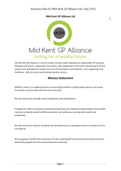 MKGPA Business Plan - Mid Kent GP Alliance