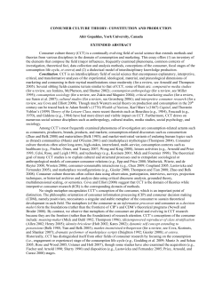 CONSUMER CULTURE THEORY: CONSTITUTION AND