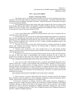 Annex no. 1 to the Instruction on FINREP separate financial