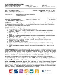 Fall 2013 / MKT 271 # 20778 / Tues 7:10-9:50 pm