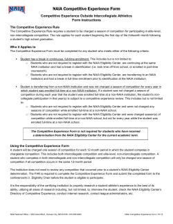 OFFICIAL NAIA HARDSHIP REQUEST CERTIFICATE