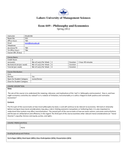 Philosophy and Economics