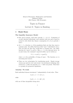 Topics in Finance Lecture 6: Topics in Banking