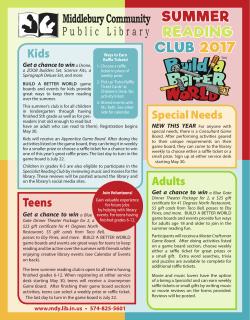 Summer reading Club 2017 - Middlebury Community Public Library