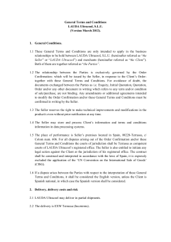 General Terms and Conditions LAUDA Ultracool, S.L.U. (Version