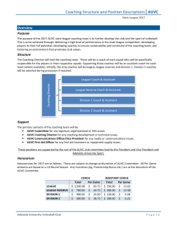 Coaching Structure and Position Descriptions AUVC