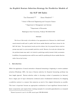 An Explicit Feature Selection Strategy for Predictive Models of the