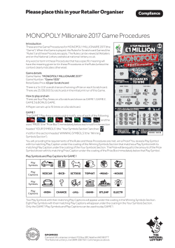 MONOPOLY Millionaire 2017 Game Procedures
