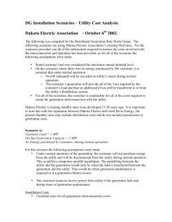 DG Installation Scenarios &ndash; Utility Cost Analysis. Dakota Electric