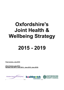 Oxfordshire Joint Health and Wellbeing Strategy 2012-16