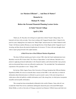 Are Markets Efficient? &hellip; And Does It Matter? Remarks by Michael W