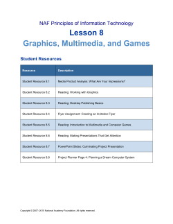 Lesson 8 Graphics, Multimedia, and Games Student Resources