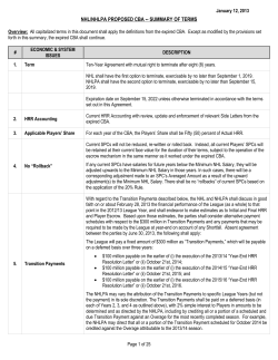 nhl/nhlpa proposed cba -- summary of terms