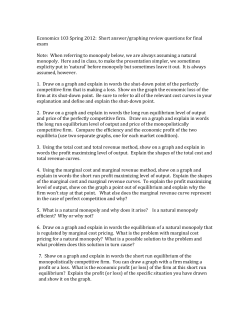Economics 103 Spring 2012: Short answer/graphing review