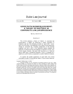 Good Faith Business Judgment: A Theory of Rhetoric in Corporate