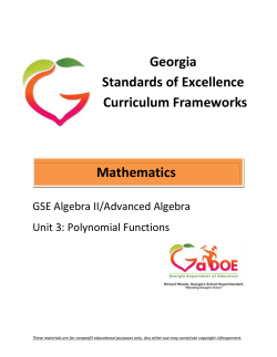 Polynomials Patterns Task - Georgia Mathematics Educator Forum