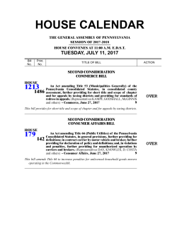 house calendar - PA General Assembly