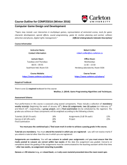 Course Outline for COMP2501A (Winter 2016) Computer Game