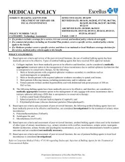 Bulking Agents for Treatment of Urinary or Fecal Incontinence