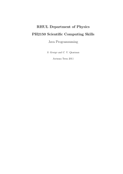 RHUL Department of Physics PH2150 Scientific Computing Skills