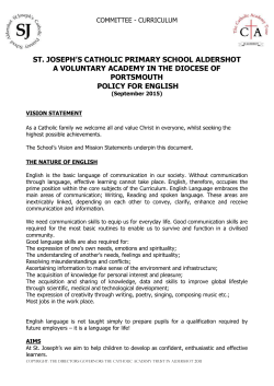 English Policy Jan 2015 - St Joseph`s Catholic Primary School