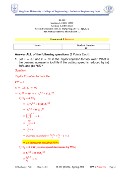 Taylor tool life equation for turning operation