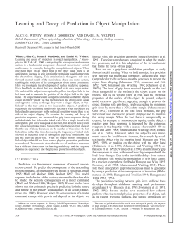 Learning and Decay of Prediction in Object Manipulation