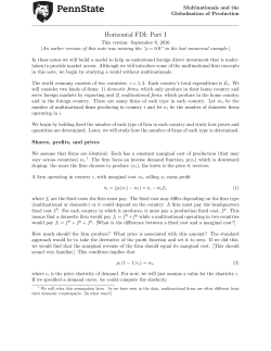 Horizontal FDI: Part I