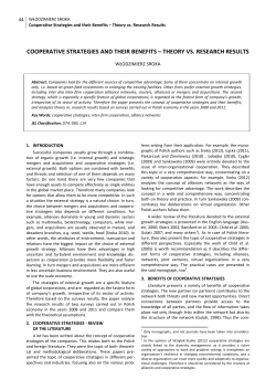 cooperative strategies and their benefits &ndash; theory vs. research results