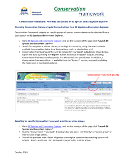 Conservation Framework: Priorities and actions in BC Species and