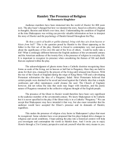 Hamlet and Religion in Renaissance England