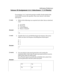 Science 30 Assignment 1.2.2 Inheritance ? ( 13 Marks)
