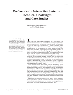 Preferences in Interactive Systems - SRI Artificial Intelligence Center