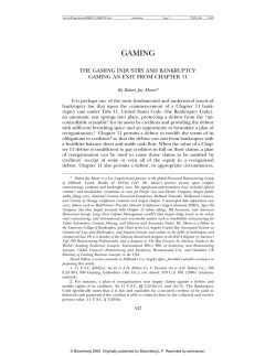 The Gaming Industry and Bankruptcy