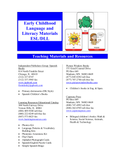 Language and Literacy Materials