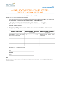 agent`s statement relating to rebates, discounts, and commissions