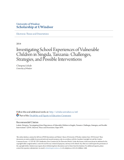 Investigating School Experiences of Vulnerable Children in Singida