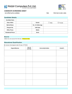 Candidate Screening Sheet
