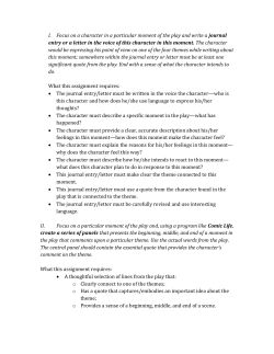 I. Focus on a character in a particular moment of the play and write a