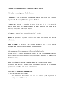 SALES MANAGEMENT AND MARKETING FORECASTING Cold