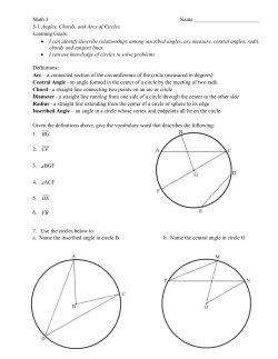 Math 3 Name 5-1 Angles, Chords, and Arcs of Circles Learning