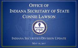 Indiana Securities Division Update - Financial Planning Association