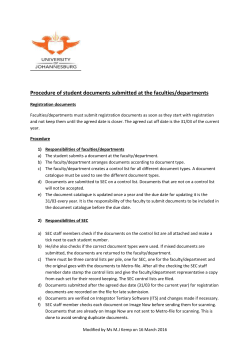 Procedure of student documents submitted at the faculties