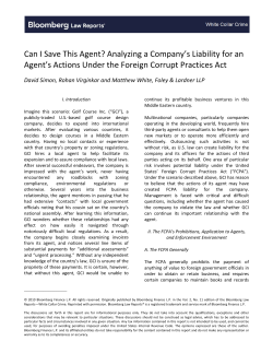 Analyzing a Company`s Liability for an Agent`s Actions Under the