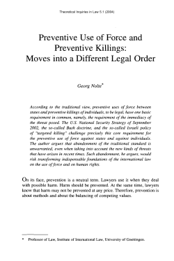 Preventive Use of Force and Preventive Killings: Moves into a