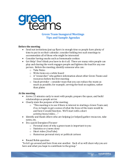 Green Team Inaugural Meetings Tips and Sample Agendas