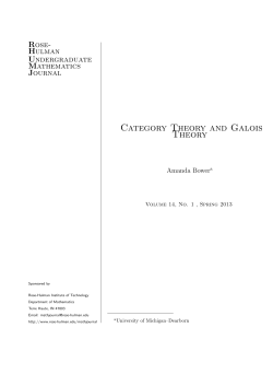Category Theory and Galois Theory - Rose