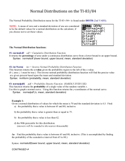 Normal Distributions on the TI-83/84 The Normal Probability