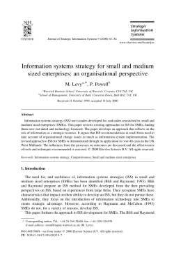 Information systems strategy for small and medium sized enterprises